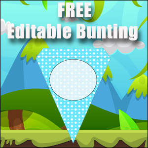 Bunting Template Large 1 Point - Blue